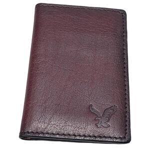 American Eagle Brown Leather Front Pocket Wallet Credit Card Photo ID